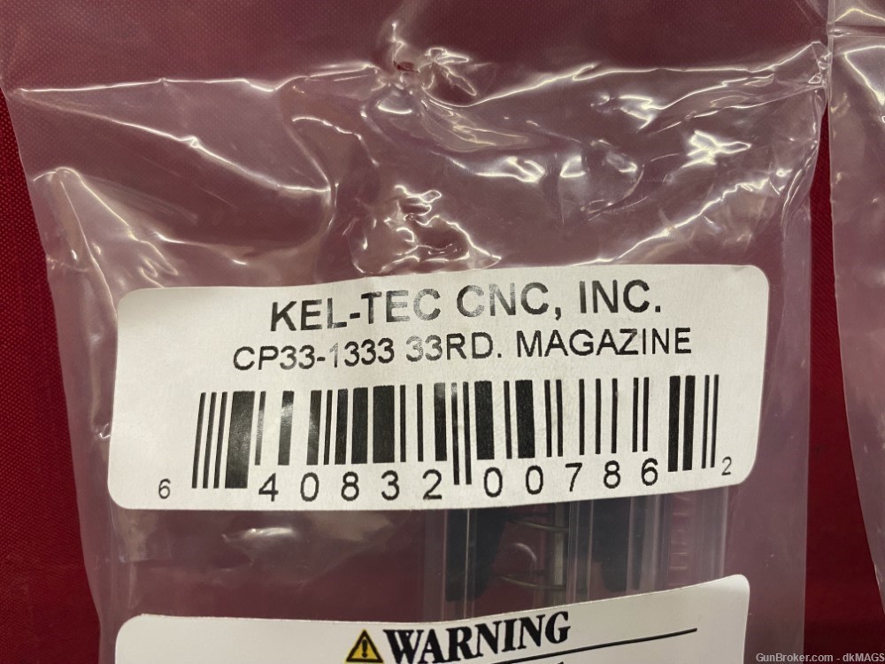 2 Kel-Tec CP33 .22LR 33 Round Clear Pistol Magazines-img-1