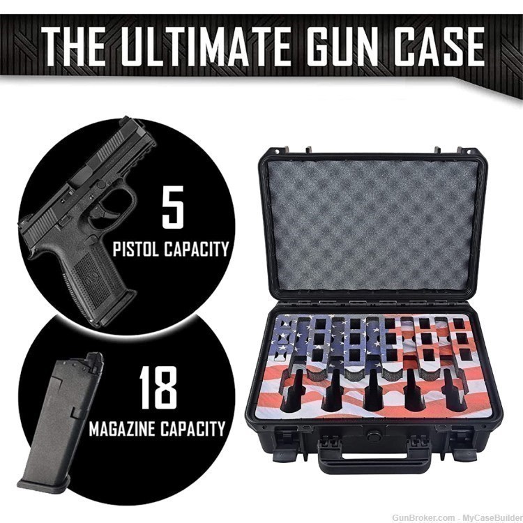 American Flag – 5 Pistol 18 Magazine DORO 1611-6 Heavy Duty Case-img-2