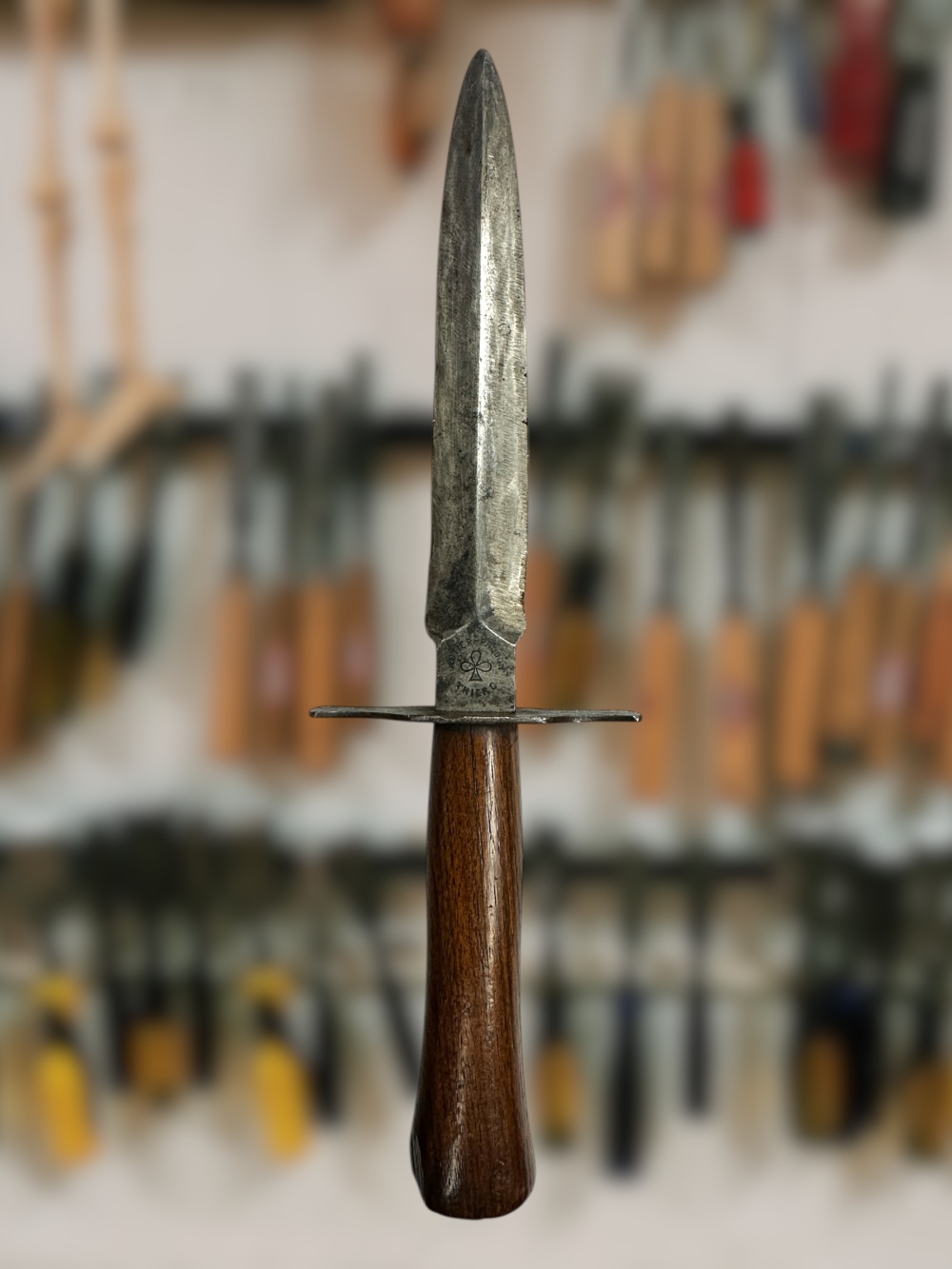 WWI French Astier-Prodon M1916 Fighting Knife Thiers Clover Mark Dagger-img-0
