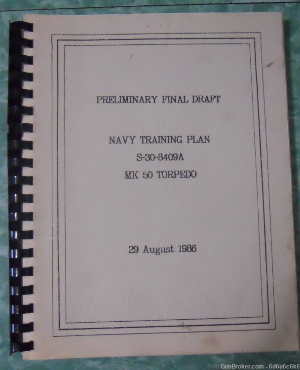 MK 50 TORPEDO - Navy Training Plan - 1986/1987-img-0