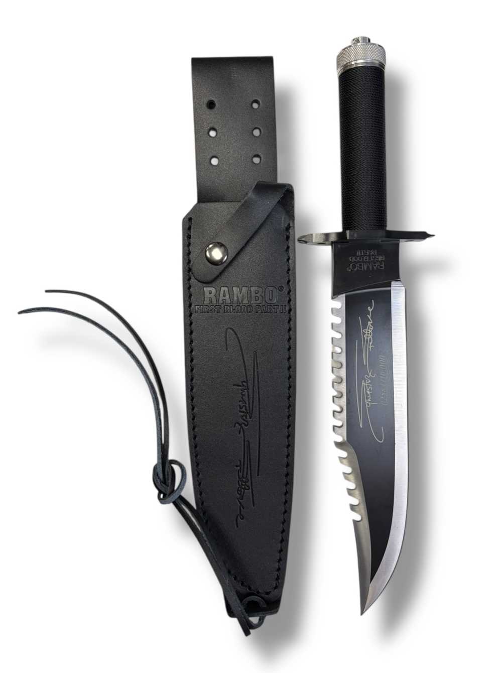 Signed Rambo First Blood Part II Fixed Blade Knife w/ Sheath & Box-img-1