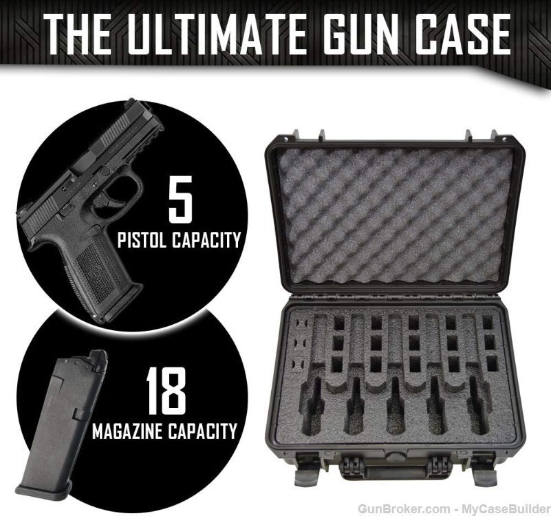 5 Pistol 18 Magazine DORO D1611-6 Heavy Duty Case w/ Yellow Topguard Foam-img-5