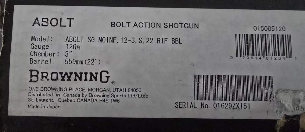 Browning A-Bolt 12 GA 22" Slug Dura-Touch Camo New Old Stock Rare-img-9