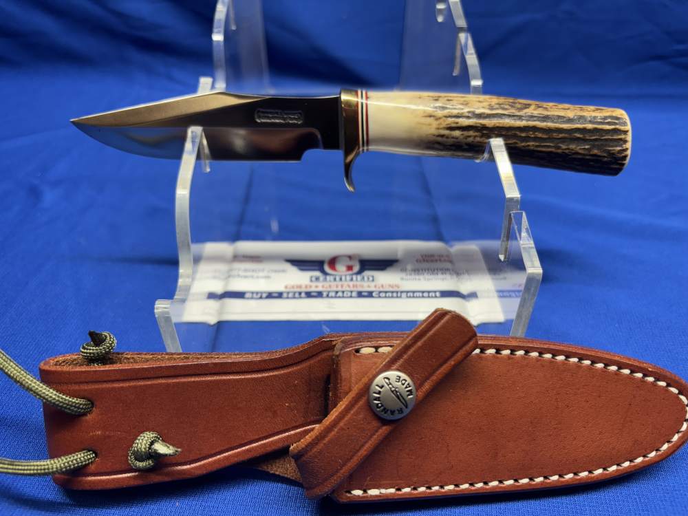 1980's RANDALL # 8 -4" KNIFE & STAG HANDLE  W/ SHEATH!  mfg: ORLANDO FL-img-0