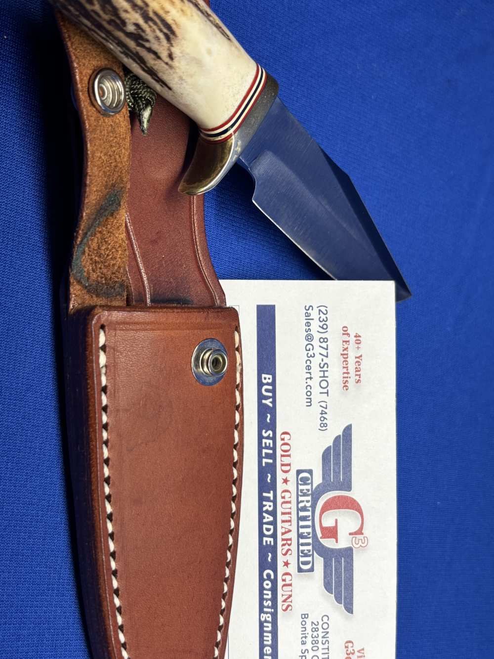 1980's RANDALL # 8 -4" KNIFE & STAG HANDLE  W/ SHEATH!  mfg: ORLANDO FL-img-4