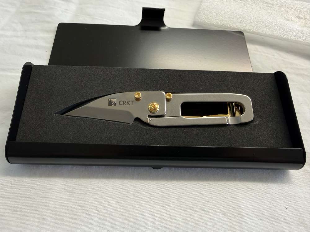 CRKT Ed Halligan 24KT Kiss SST Folding Knife 5550G Discontinued #101-103-img-0