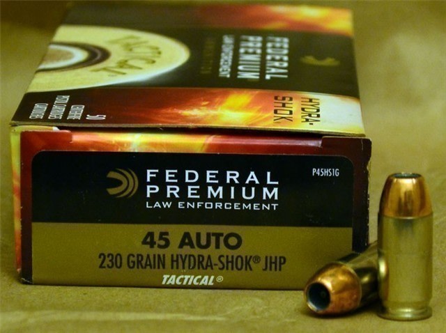 100rds Federal Premium LE Hydra Shok® .45 ACP 230 grains JHP P45HS1G-img-4