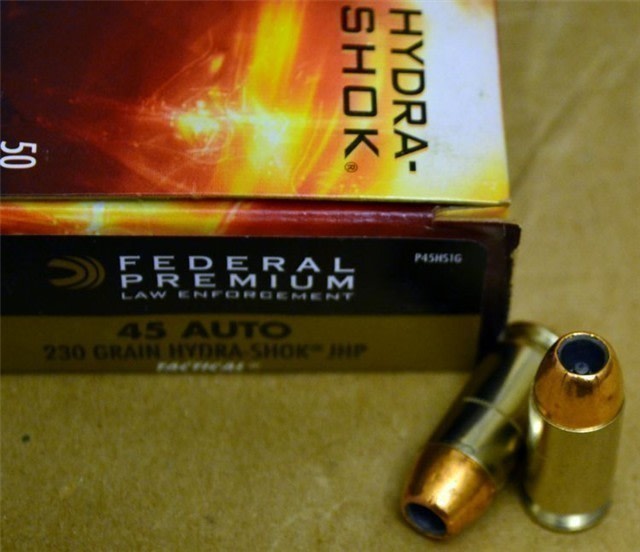 100rds Federal Premium LE Hydra Shok® .45 ACP 230 grains JHP P45HS1G-img-1
