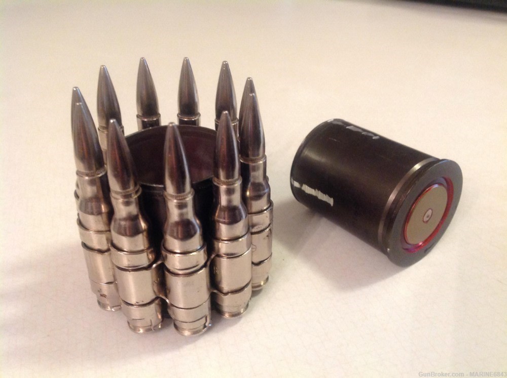MK-19 GRENADE EMPTY HULL   WITH  11 -ALL NICKEL DUMMY  SHELLS-img-0