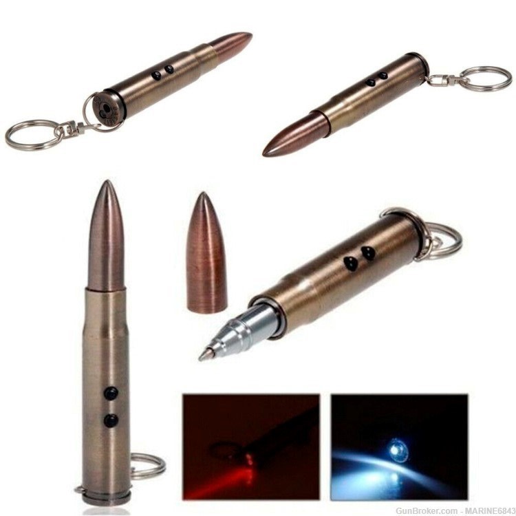 3 in 1 Laser Pointer LED Flashlight Torch Light Ball Pen Bullet Key chain -img-0