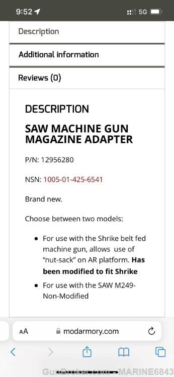  SAW M249 MAGAZINE  ADAPTER  FOR  AR-15 PLATFORM -MODIFIED-img-2