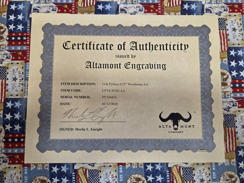 COLT ALTAMONT WOODSMAN PYTHON 1 OF 300 357MAG CPY4-WDS-AA 357 MAGNUM COLT -img-11