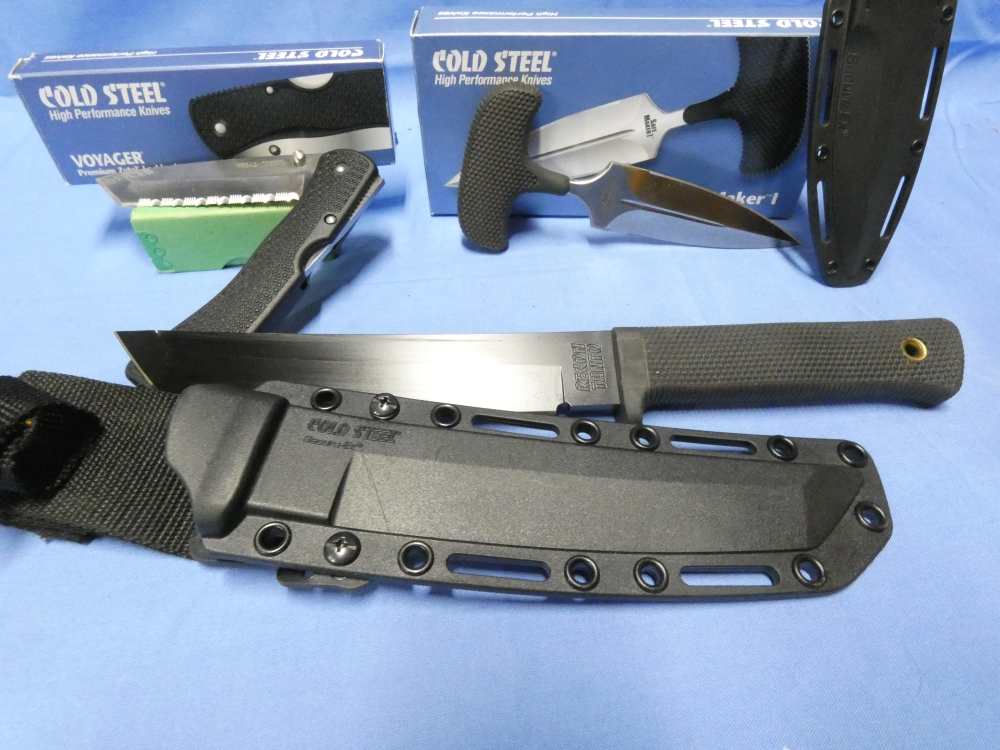 3-COLD STEEL KNIVES "THE BUNDLE" VOYAGER TANTO-SAFE MAKER I-RECON TANTO-img-5