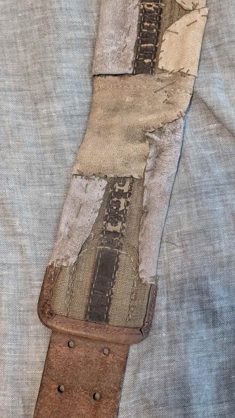 WW2 Japanese Officer Sword Belt with Unique Leather Field Repairs-img-7