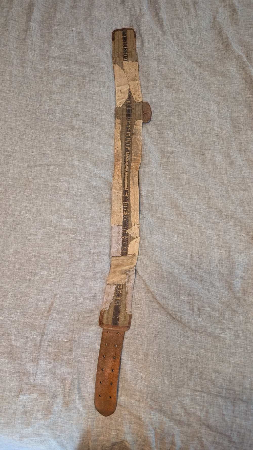 WW2 Japanese Officer Sword Belt with Unique Leather Field Repairs-img-1