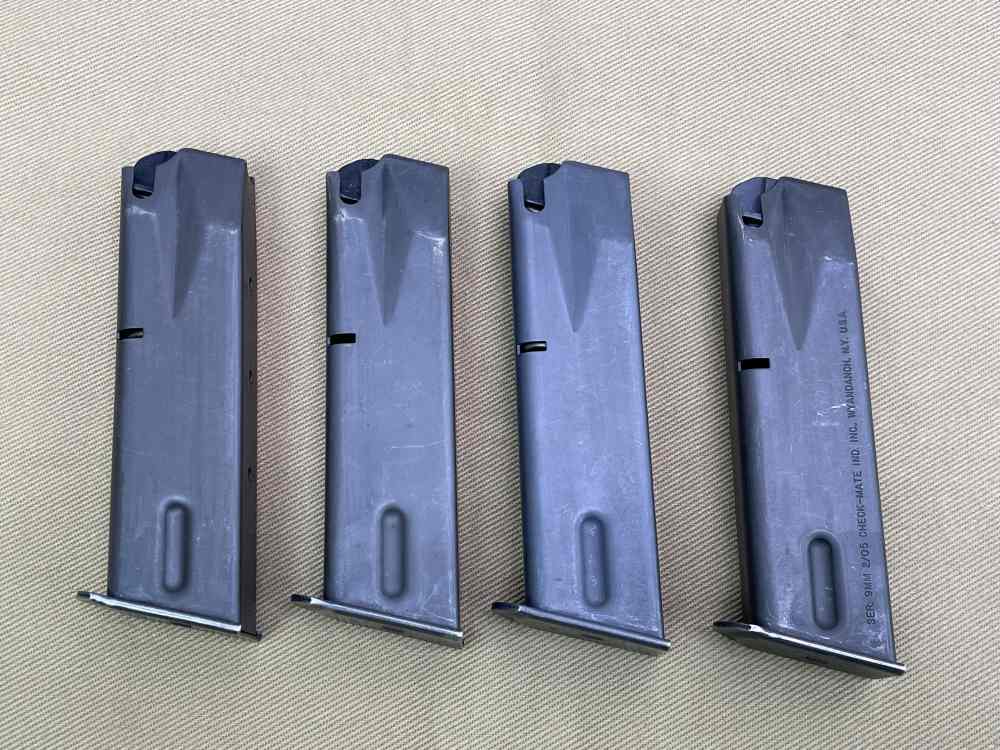 4 Beretta M9 & 92 FS Pistol MAGS 9MM 15rd Check-Mate USGI & LE Magazines-img-2
