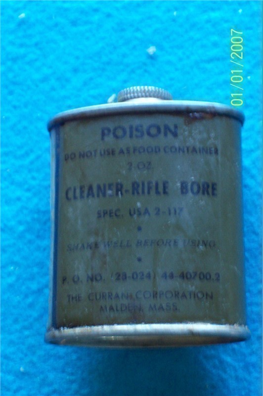 VINTAGE 2 OZ CLEANER-RIFLE BORE USGI TIN WW2?-img-0
