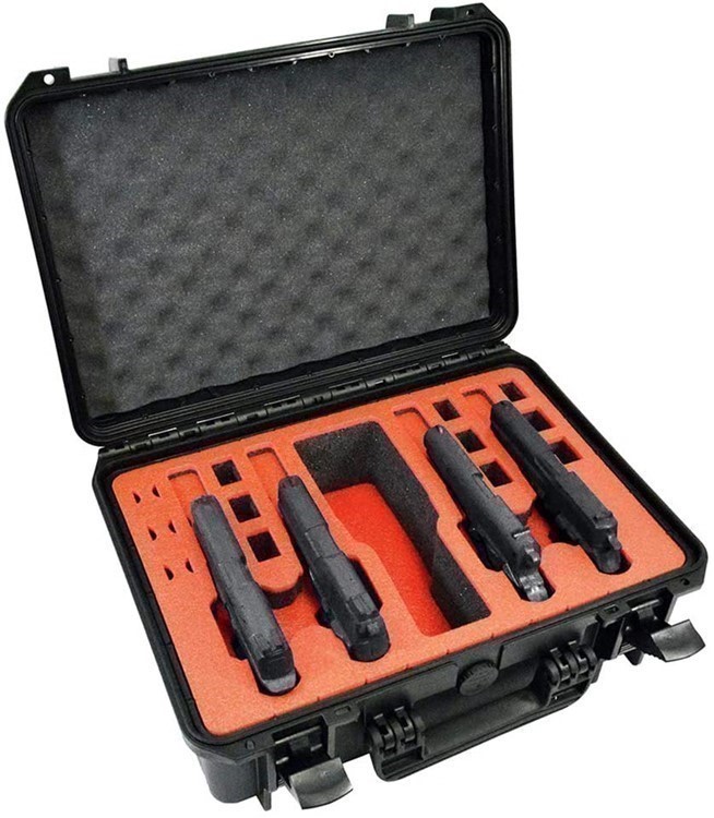 4 Pistol 12 Magazine DORO Heavy Duty Gun Case w/ Red TopGuard Foam-img-0