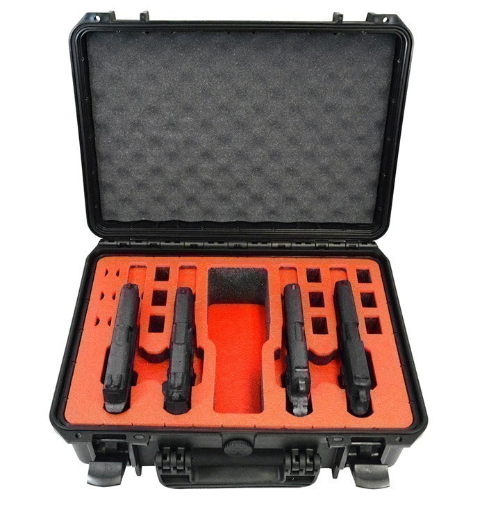 4 Pistol 12 Magazine DORO Heavy Duty Gun Case w/ Red TopGuard Foam-img-1