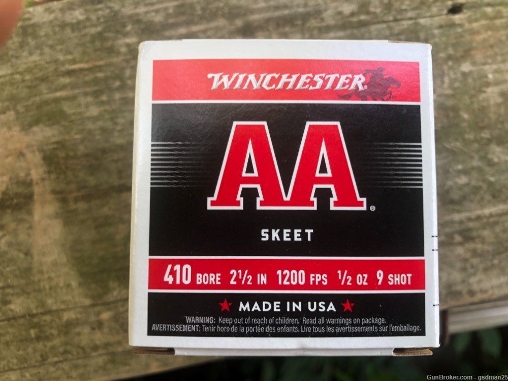Winchester 410, 2 1/2"  #9, 1/2 oz Shot, one Box of 25-img-1