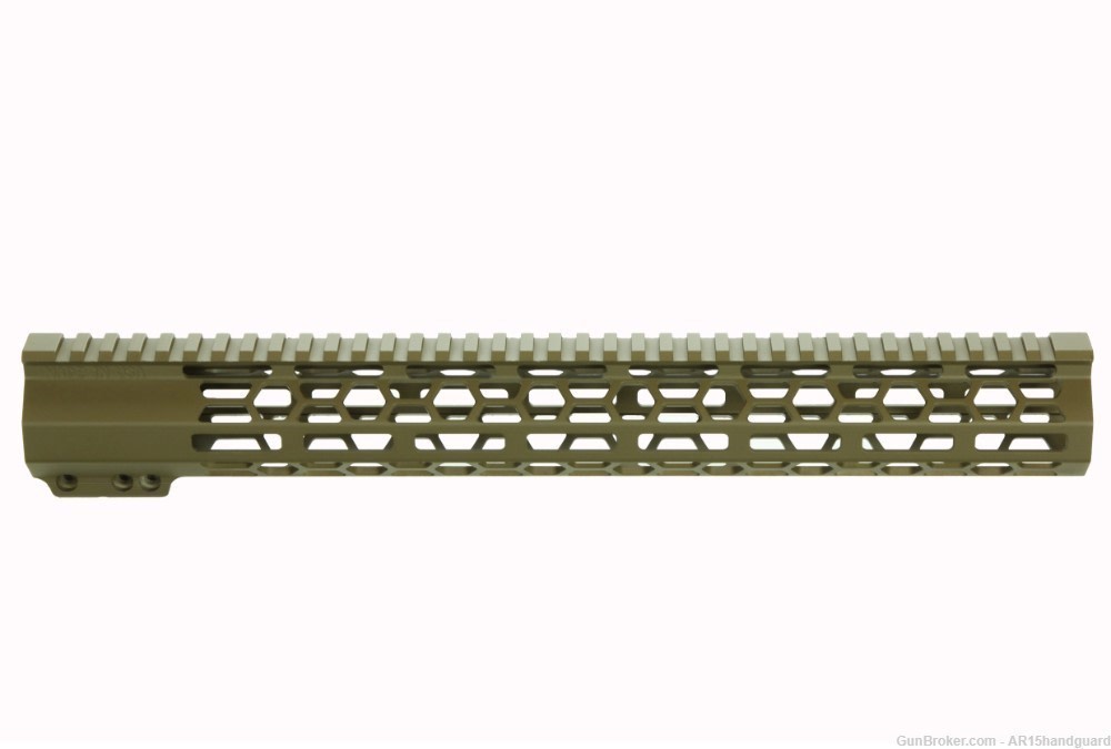 AR15 15" Slim MLOK Handguard Free Float Cerakote FDE (MADE IN USA)-img-1
