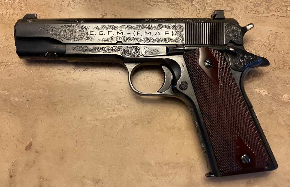 Hand engraved DGFM 1911 pistol-img-0