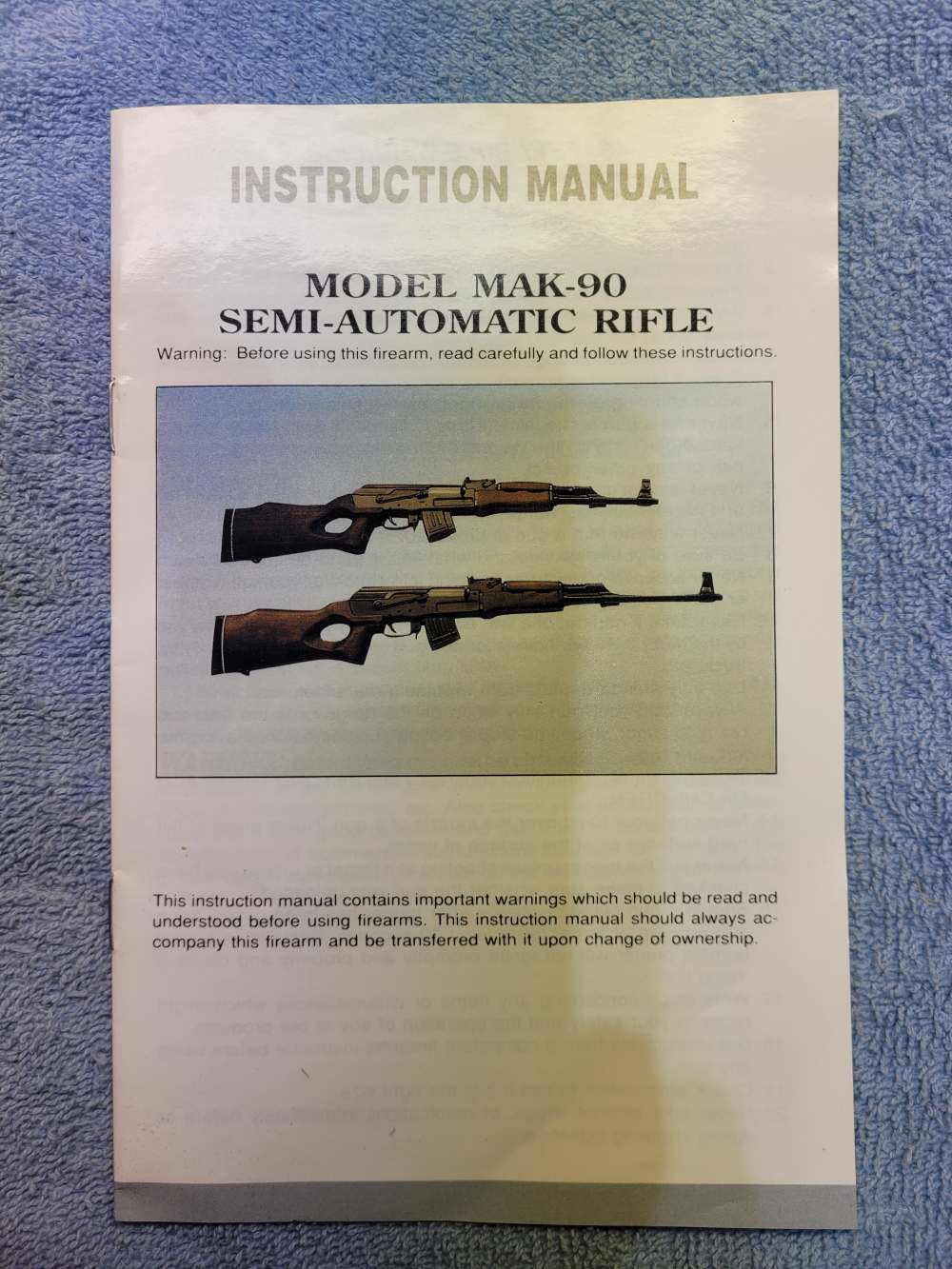 Vintage MAK-90 7.62 x 39 Semi-auto Rifle Instruction Owner’s Manual-img-0