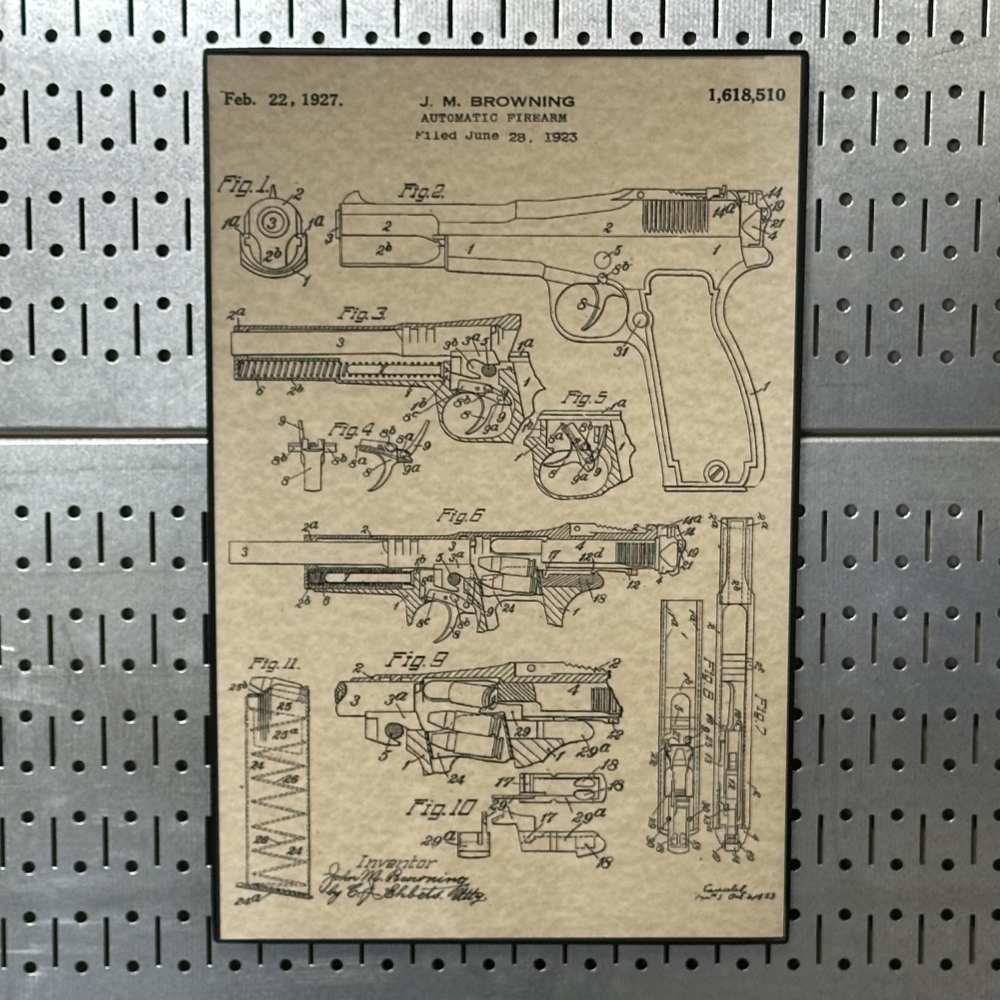 Browning Hi-Power 11x17 Patent Poster- FREE SHIPPING!-img-1