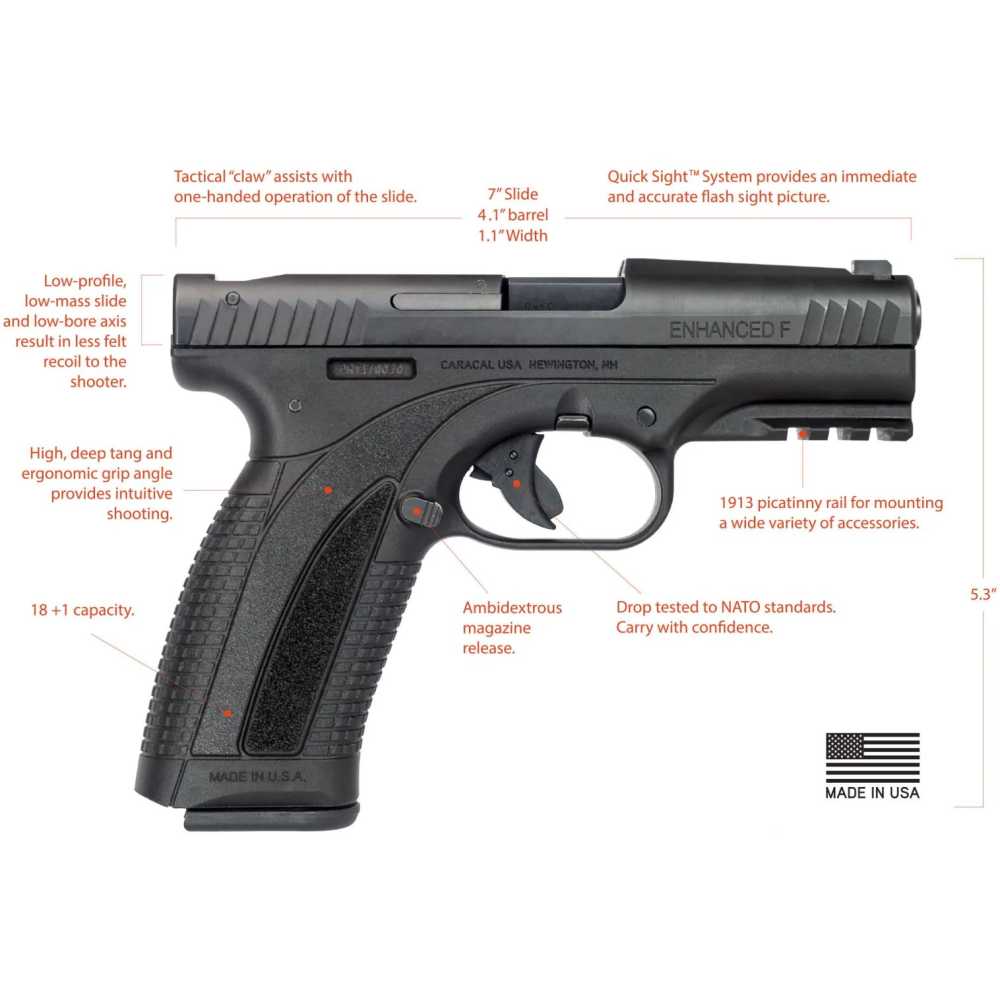 Carcal USA Enhanced F 9mm Pistol, Quick Sights, 2x18rd Mag Tan, U80021118-img-6