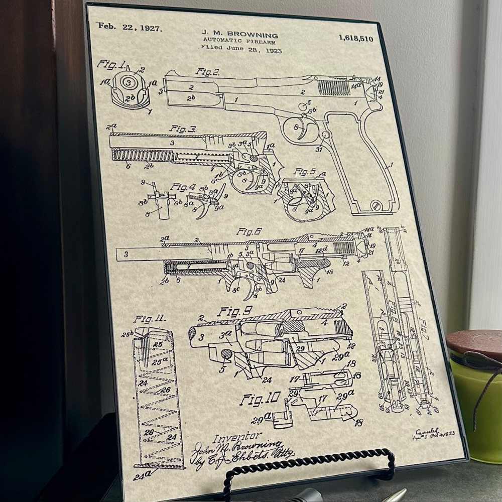 Browning Hi-Power 11x17 Patent Poster- FREE SHIPPING!-img-0