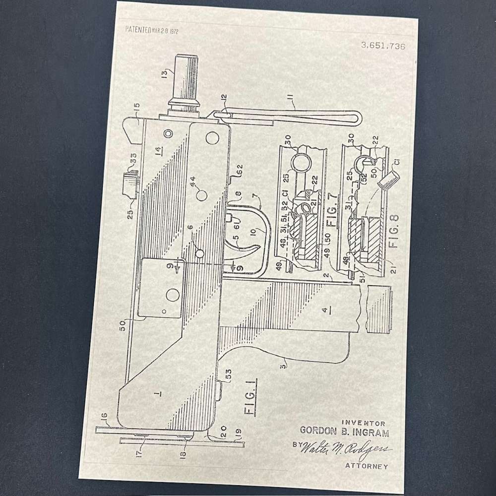 Ingram MAC-10 .45ACP SMG Patent Poster 11x17 - FREE SHIPPING!-img-2