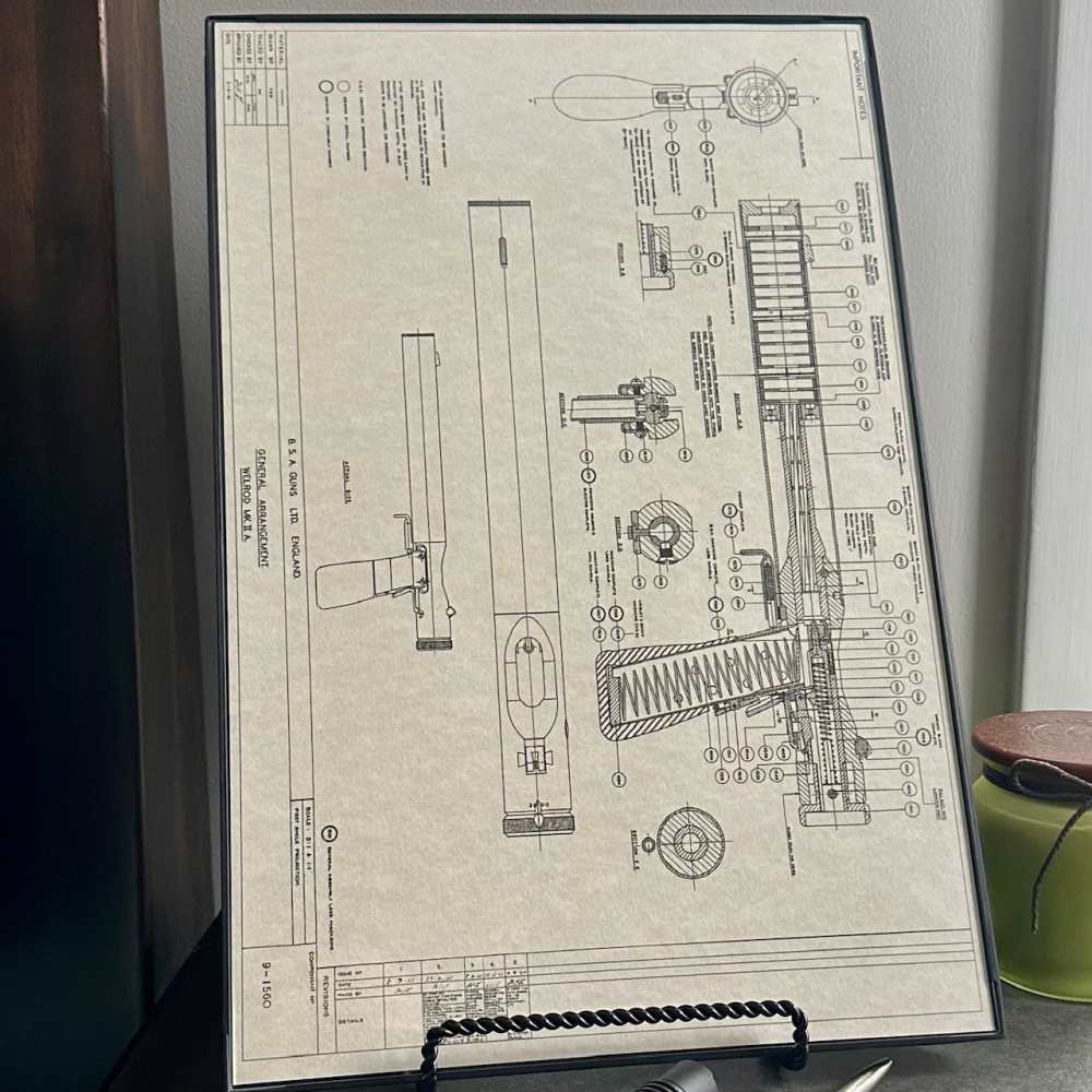 Welrod Silent Pistol Factory Schematic Poster 17x11 - FREE SHIPPING!-img-0
