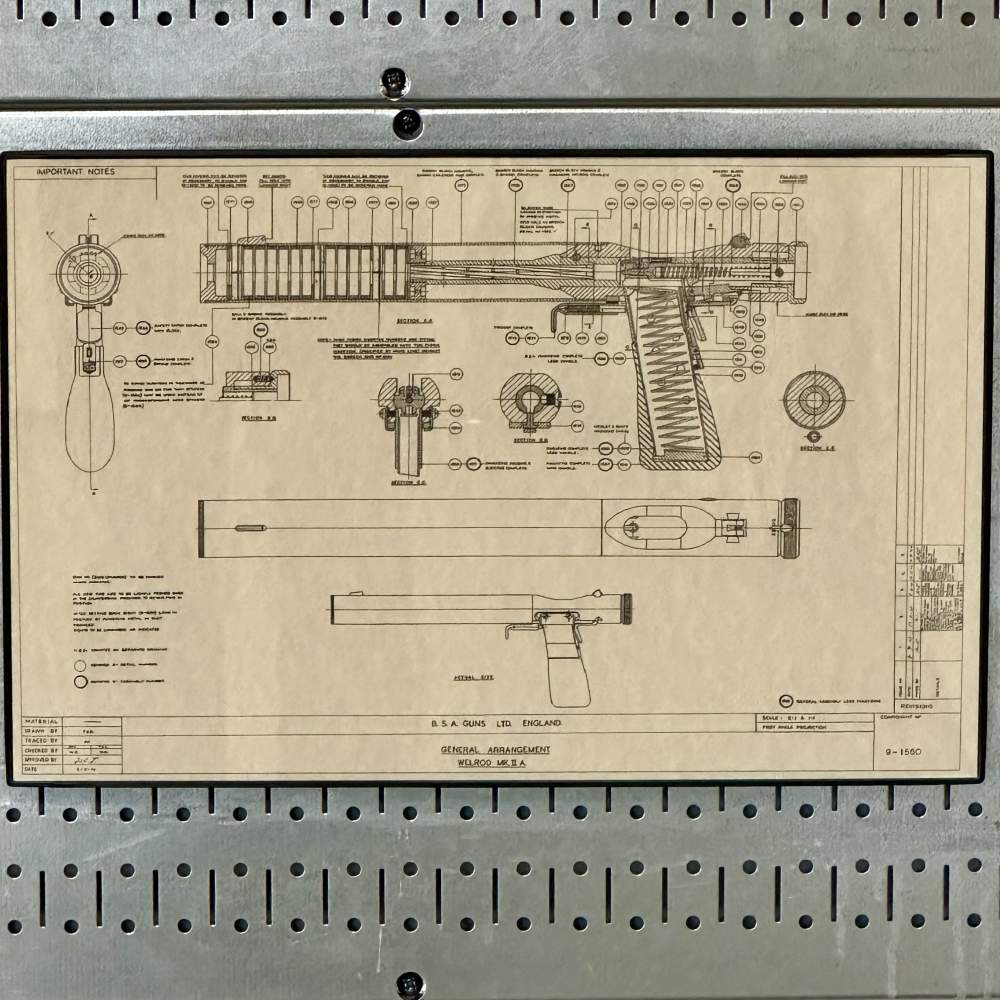 Welrod Silent Pistol Factory Schematic Poster 17x11 - FREE SHIPPING!-img-1