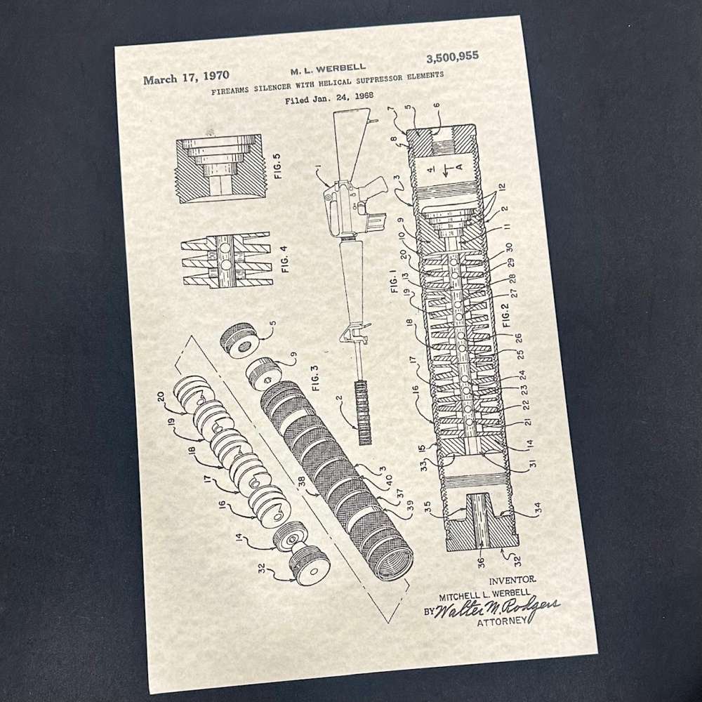 WerBell Suppressor Patent Poster 11x17 - FREE SHIPPING!-img-2