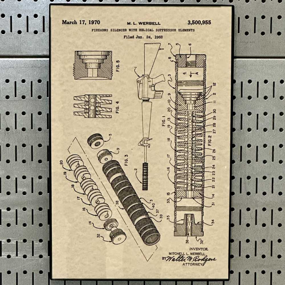 WerBell Suppressor Patent Poster 11x17 - FREE SHIPPING!-img-1