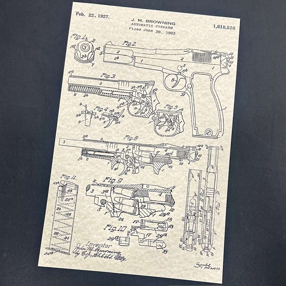 Browning Hi-Power 11x17 Patent Poster- FREE SHIPPING!-img-2