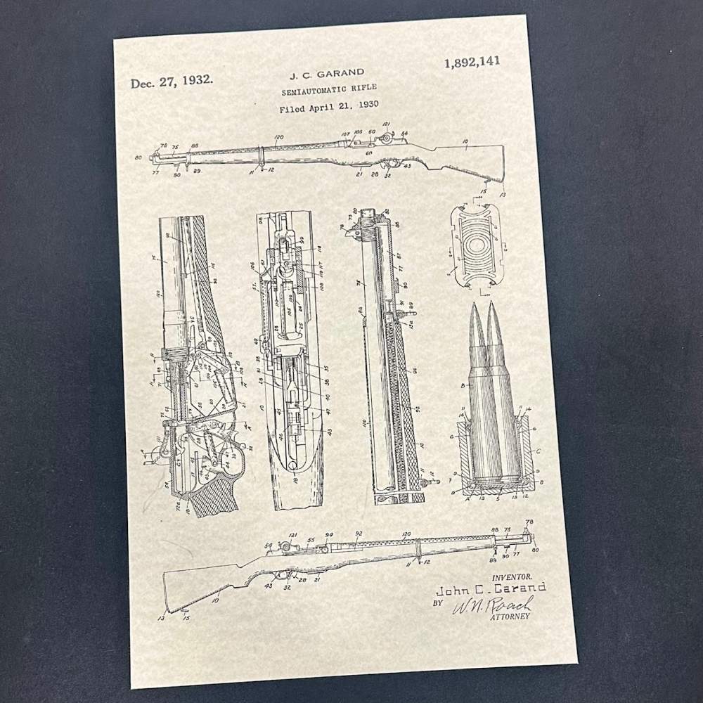 M1 Garand Rifle Patent Poster 11x17 - FREE SHIPPING!-img-1
