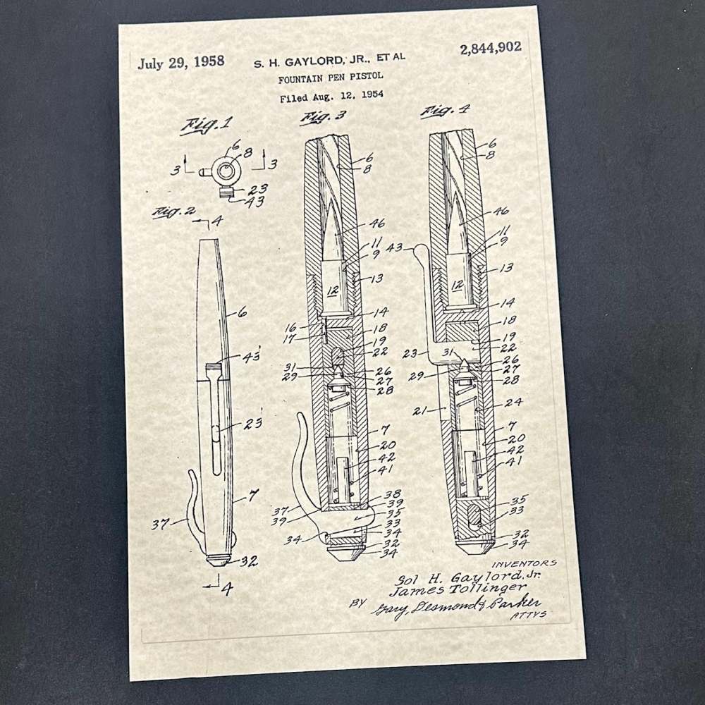 Fountain Pen Gun Patent Poster 11x17 - FREE SHIPPING!-img-2