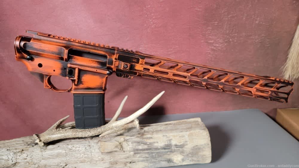 Custom Hunter Orange UPPER  LOWER Receiver with HANDGUARD Builders Kit AR15-img-1