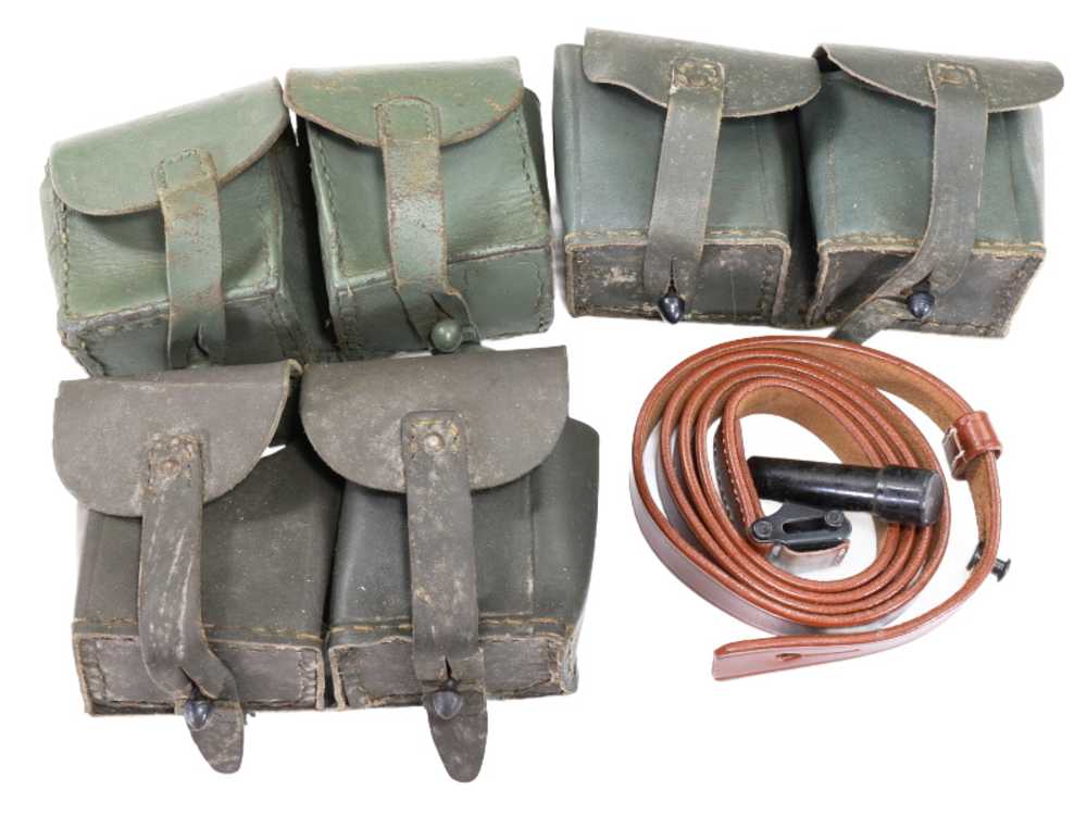 Lot of Italian Carcano Ammunition Pouches w/Sling and Oiler -img-0