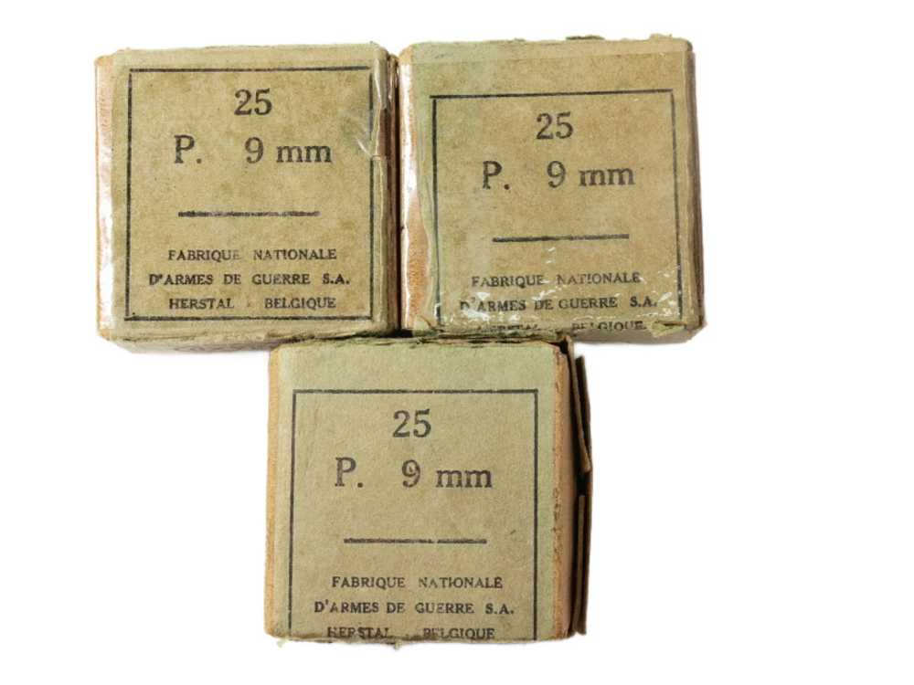 3 Boxes FN 1950's 9mm Ammunition 75 Rounds-img-0