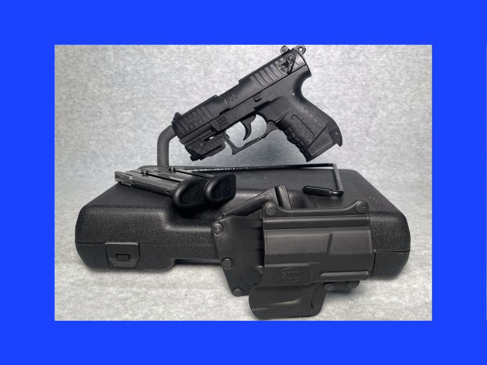 WALTHER P22 .22 LR BLACK Semi Auto Pistol 3.42" Case 2 MAGS LASER-img-0