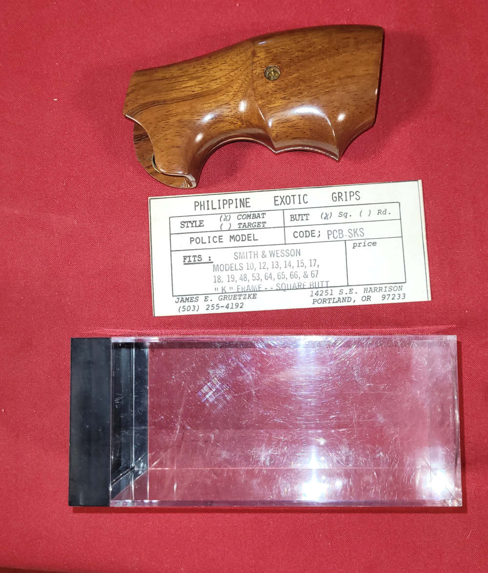 Philippine Exotic hardwood grips by Gruetzke K frame S&W Combat square butt-img-0