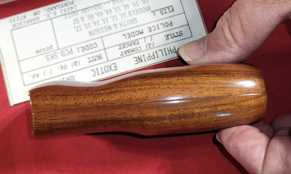 Philippine Exotic hardwood grips by Gruetzke K frame S&W Combat square butt-img-4