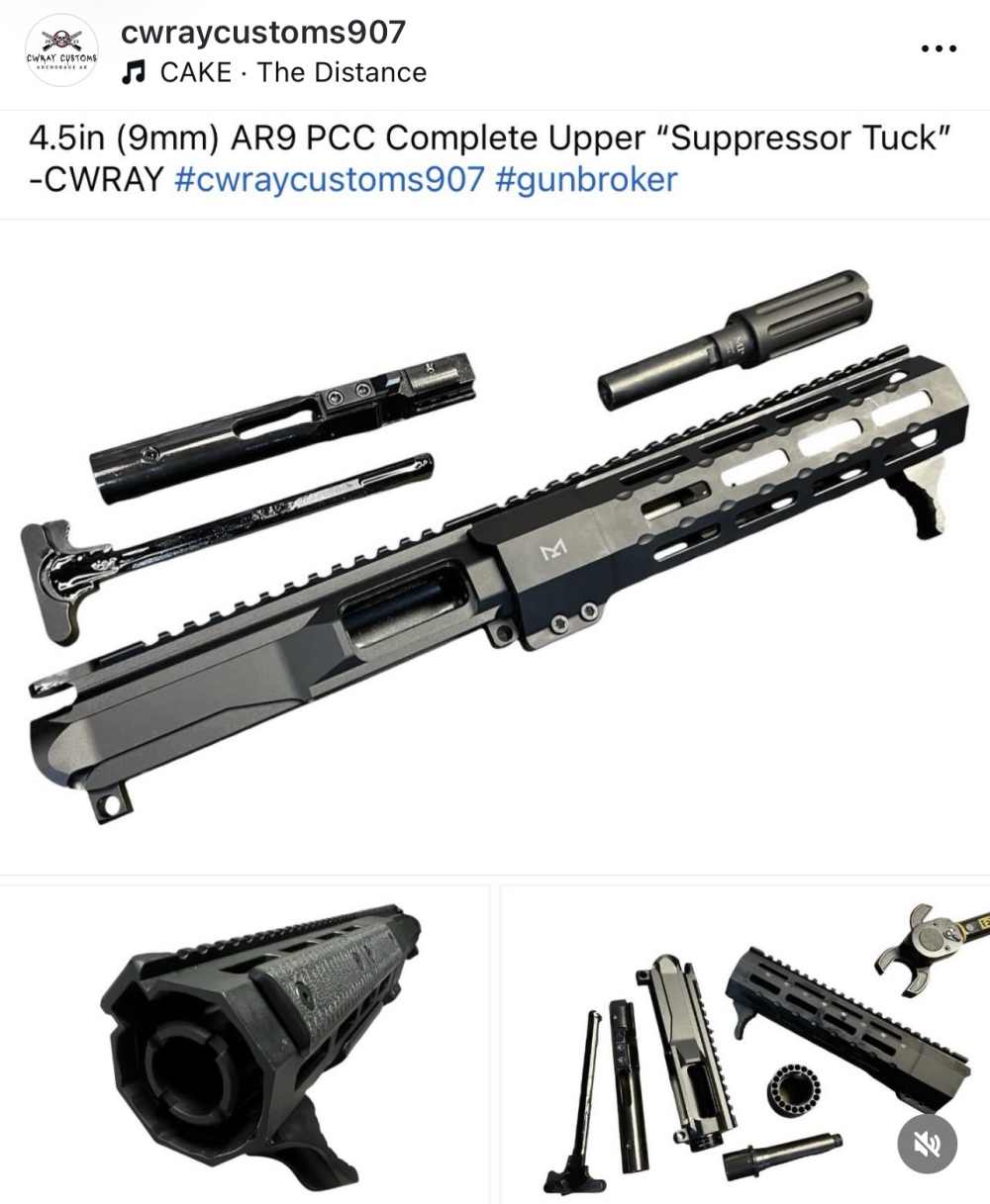 4.5in (9mm) AR9 PCC Complete Upper “Suppressor Tuck” -CWRAY-img-0