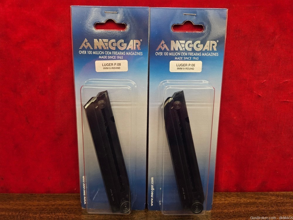 2 Mecgar made Luger P08 9mm 8rd 8 Round Magazines Blued Finish MGLUGP08B-img-0