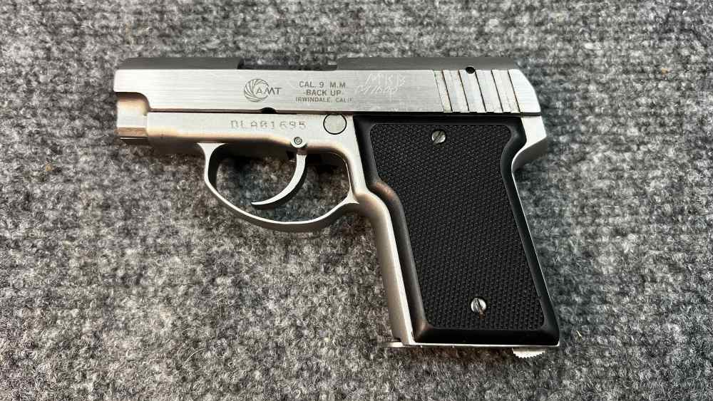AMT Backup 9mm Stainless Compact Pistol 1 Magazine Arcadia Machine & Tool-img-0