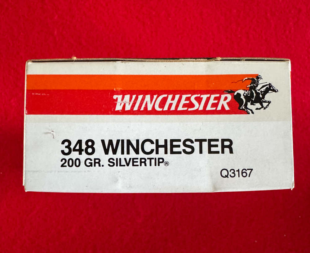 Rare Full Box of 348 Winchester Commemorative 200 gr Silvertip Rifle Ammo-img-1
