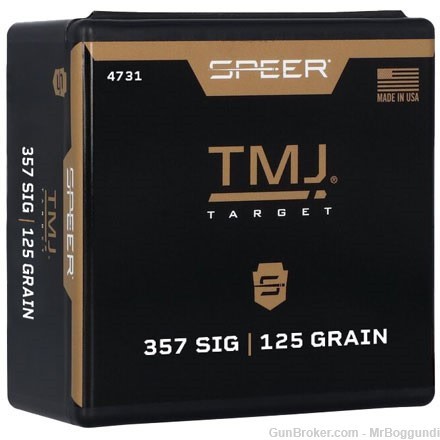 Speer Bullets .355 Diameter 125 Grain TMJ 9mm, 357 SIG box of 100 - New-img-1