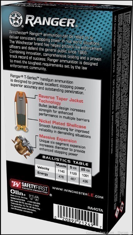 200rds Winchester Ranger™ Talon RA40TA .40 S&W T-series + Fast Ship-img-3